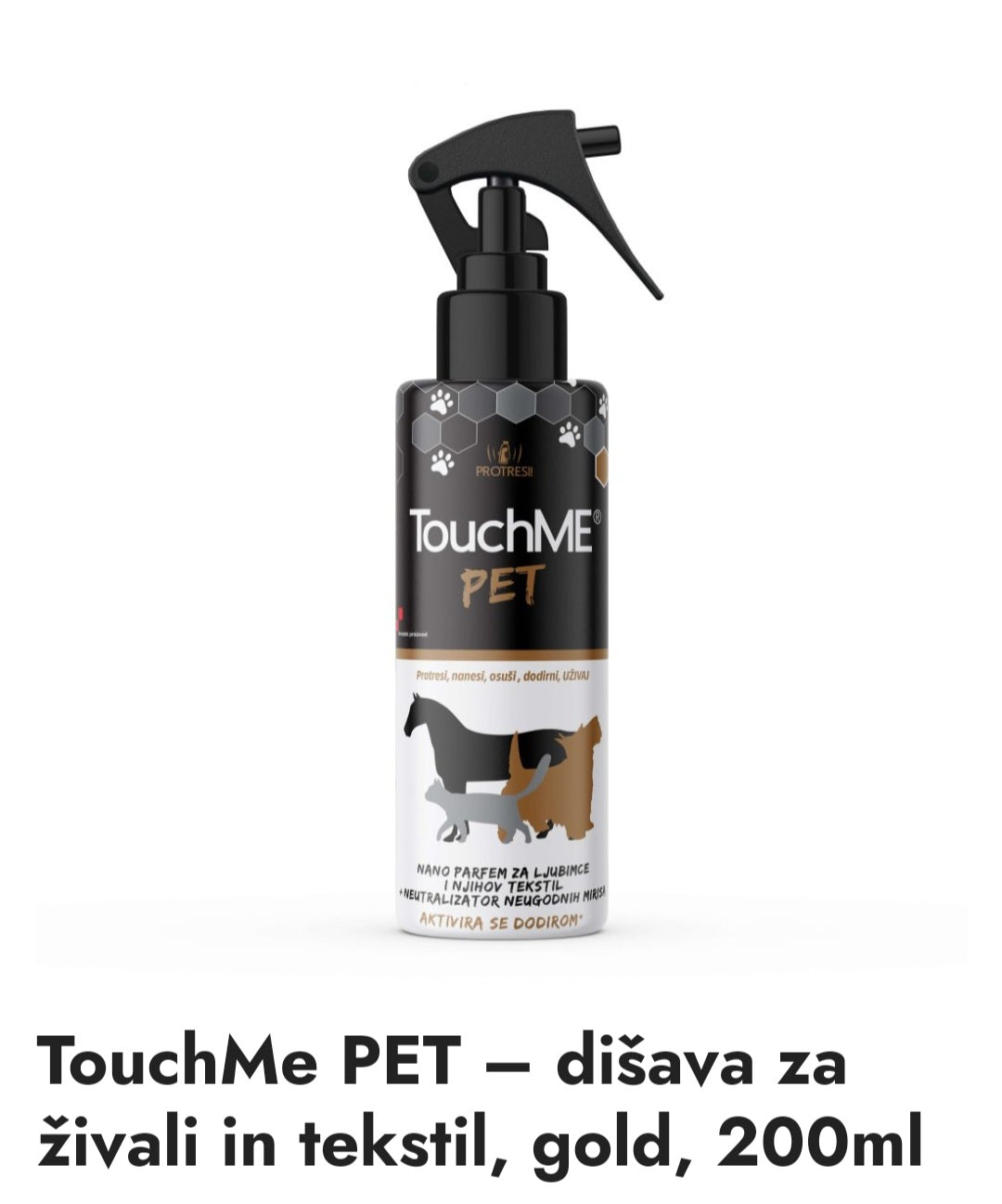 TouchME PET GOLD - frangrance for animals and textile 200 ml