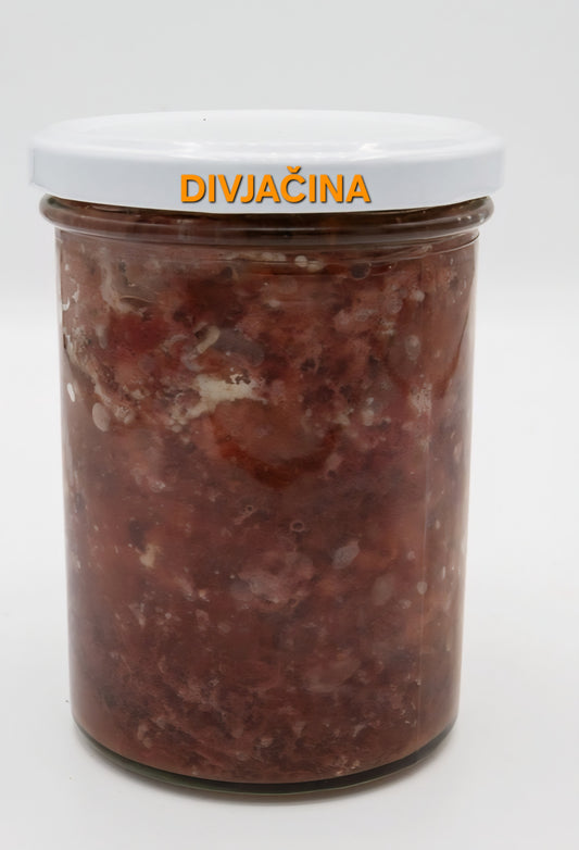 PFAFFIS DIVJAČINA – naravna mokra hrana v kozarcu za pse, z divjačino, sladkim krompirjem in špinačo